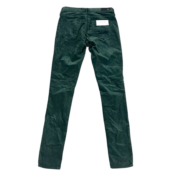 AG Adriano Goldschmied Legging Ankle Super Skinny Mid Rise Green Velour Jeans 24 - Picture 4 of 7